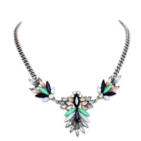 Myrna Marquise Stone Spike Leaf Statement Necklace